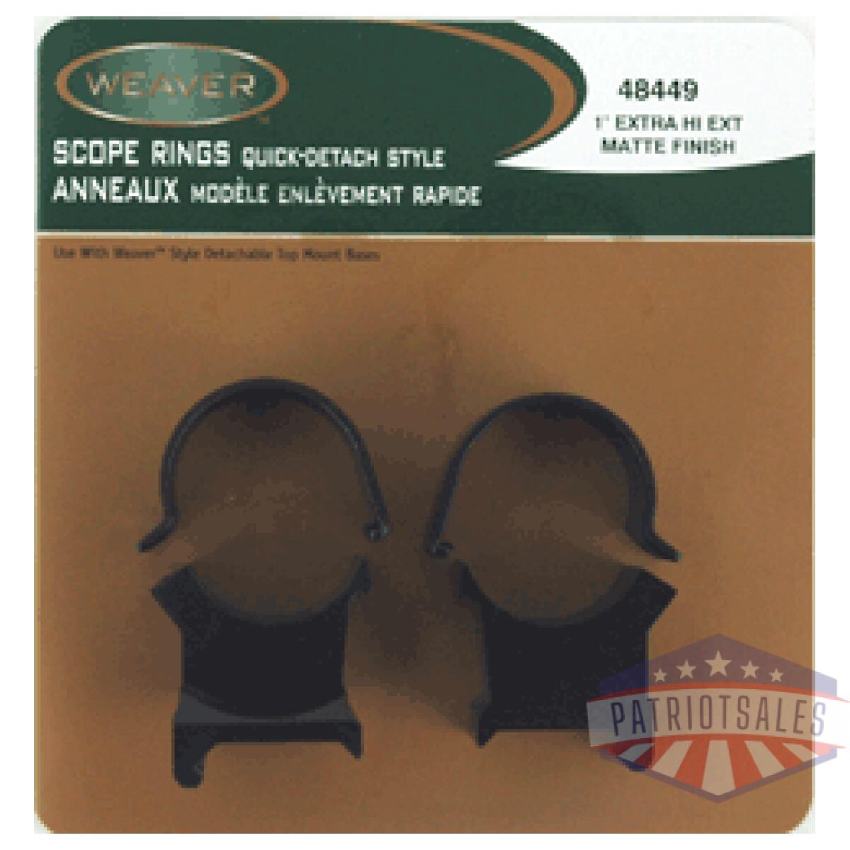 48449. Gif - weaver rings detachable top - mount extension 1" x-high blk - 48449