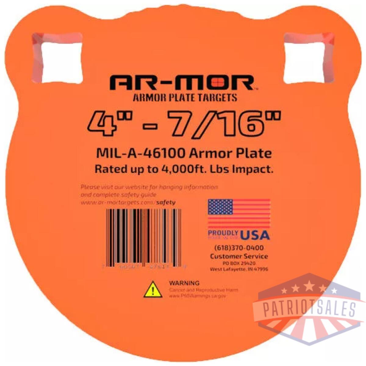 4tgtm437. Webp - ar-mor 4" mil46100 steel gong - 7/16" thick steel orange round - 4tgtm437