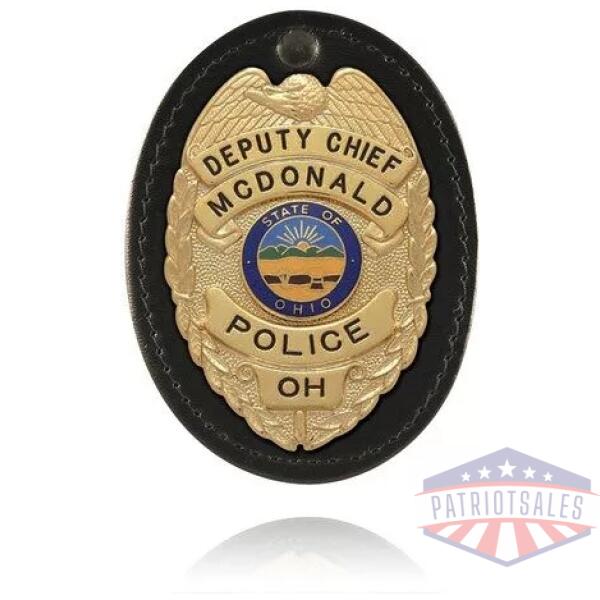 Oval Badge Holder, Hook And Loop Closure