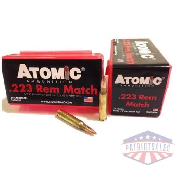 ATOMIC 223 REM 77GR MATCH BTHP - 50RD 10BX/CS