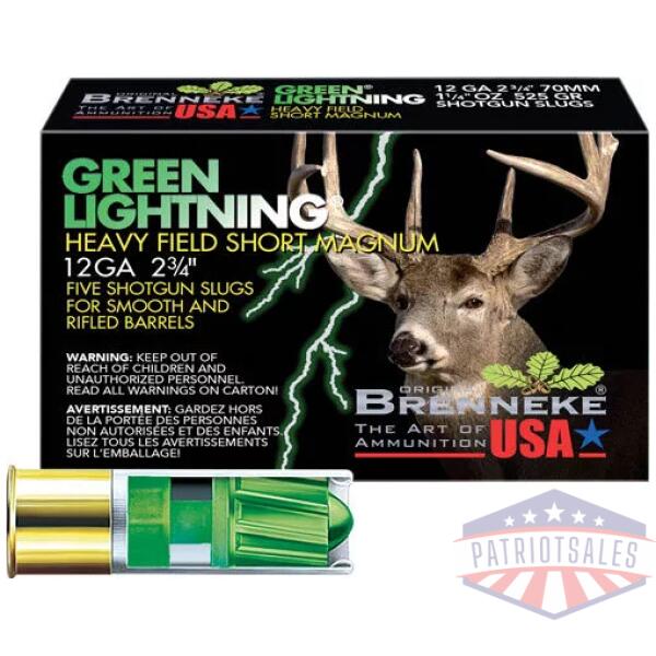 BRENNEKE USA GREEN LIGHTNING - 12GA 2.75" 1-1/4OZ 5RD 50BX/CS