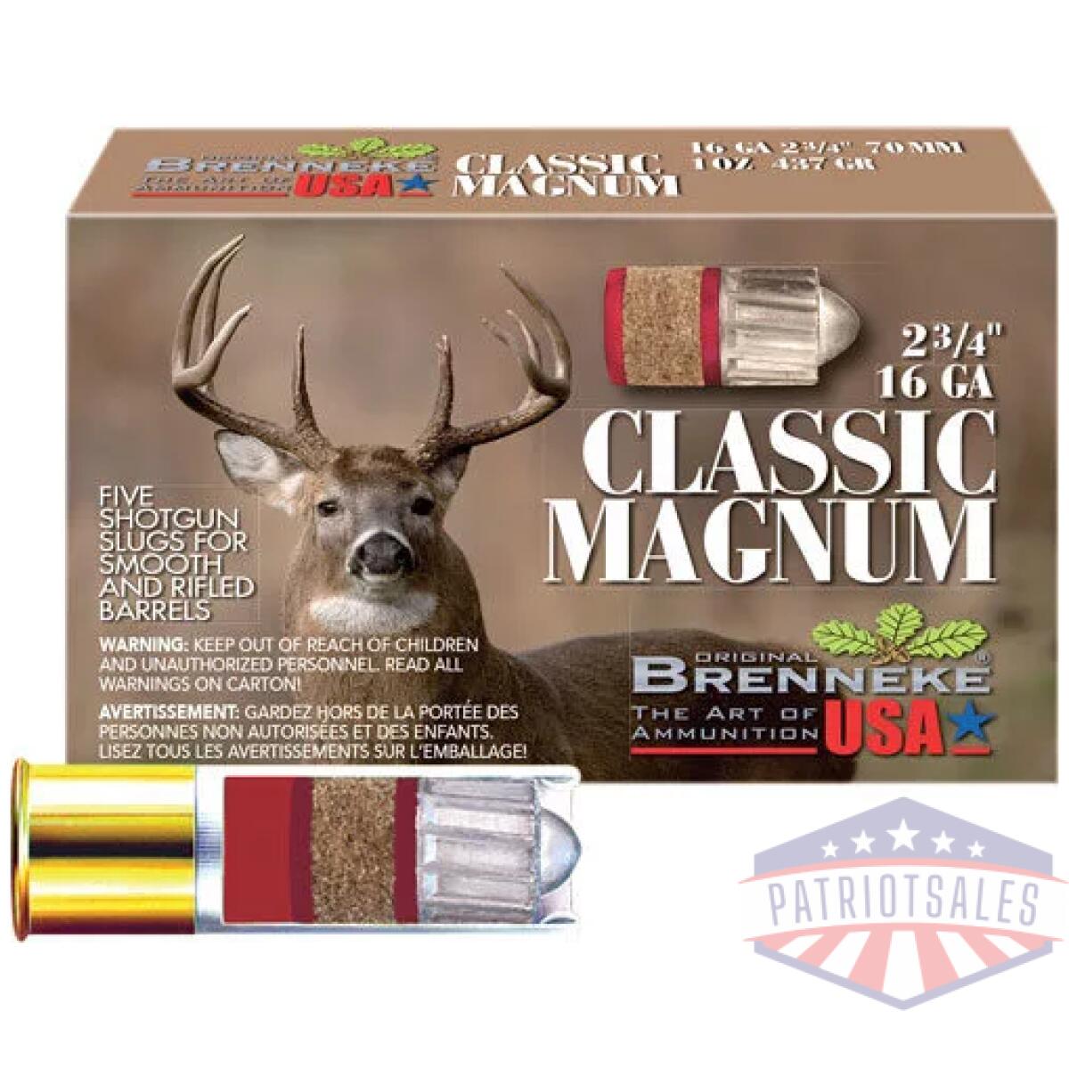 A1601820_1. Webp - brenneke usa classic mah 16ga - 2. 75" 1oz slug 5rd 50bx/cs - a1601820 1