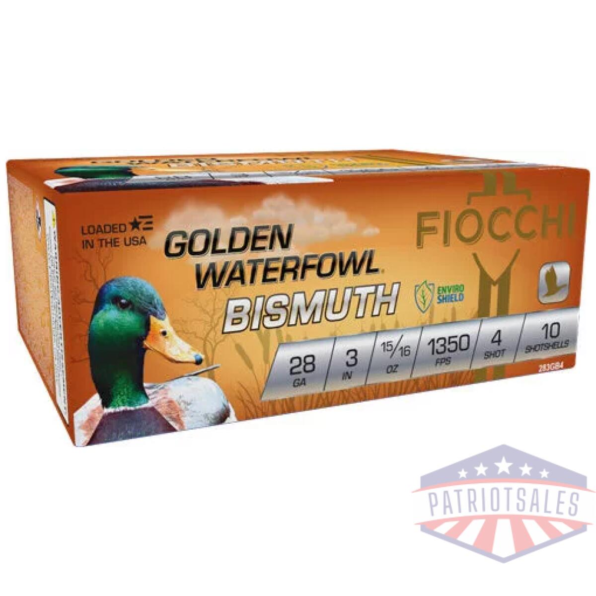 Fiocchi golden bismuth 28ga - 3" 15/16oz #4 10rd 10bx/cs - image 1