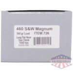 underwood 460 sw mag 360gr - flat nose 20rd 10bx/cs