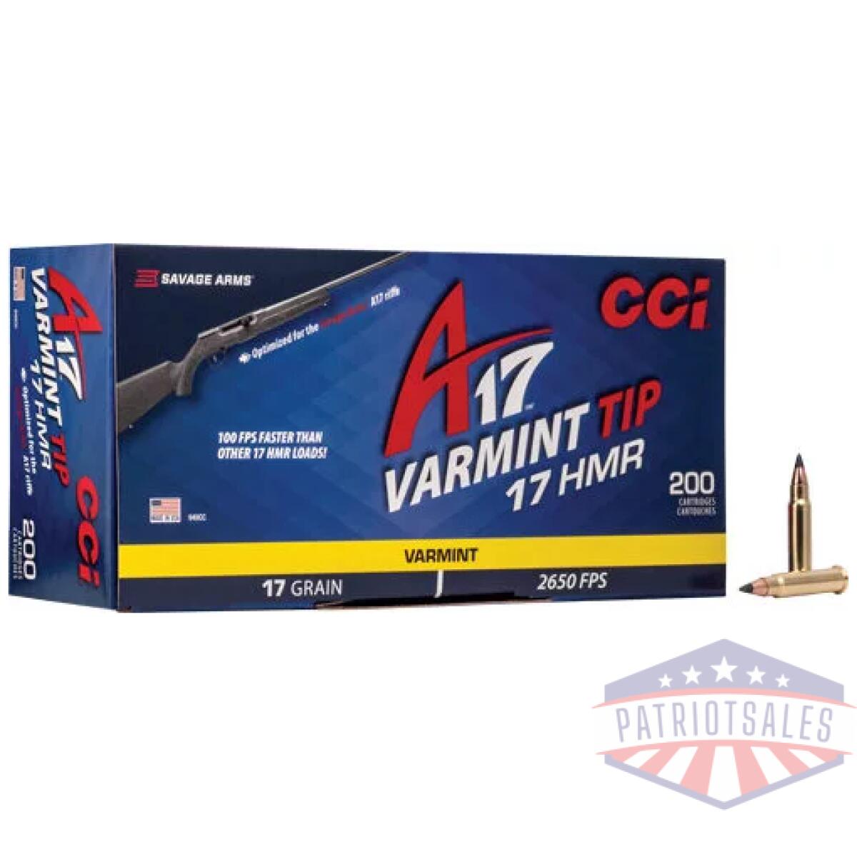 A949cc_1. Webp - cci a17 varmint tip 17hmr 17gr - 2650fps 200rd 10bx/cs - a949cc 1