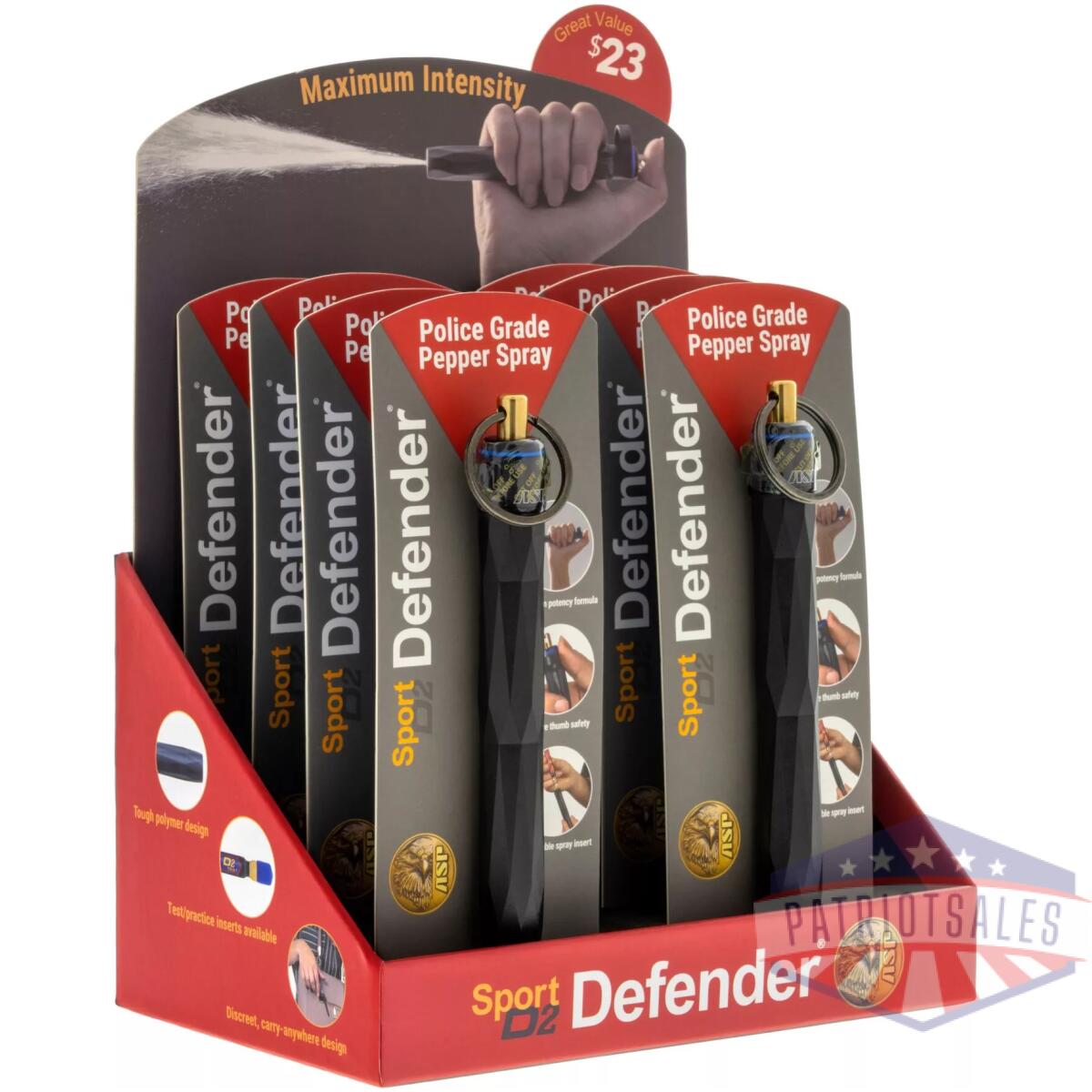 Asp-81935. Webp - sport defender oc spray 8 piece display - asp 81935