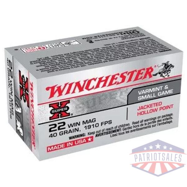 WINCHESTER SUPER-X 22WMR 40GR - JHP 1910FPS 50RD 40BX/CS