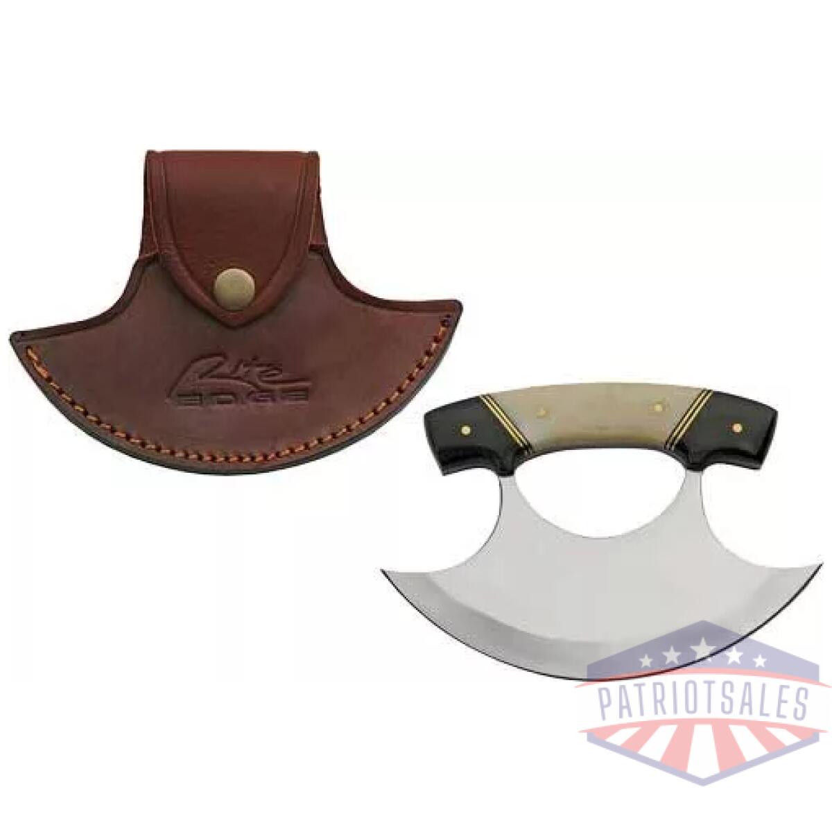 Dh8026hn. Webp - szco rite edge 6" horn & bone - handle ulu w/leather sheath - dh8026hn