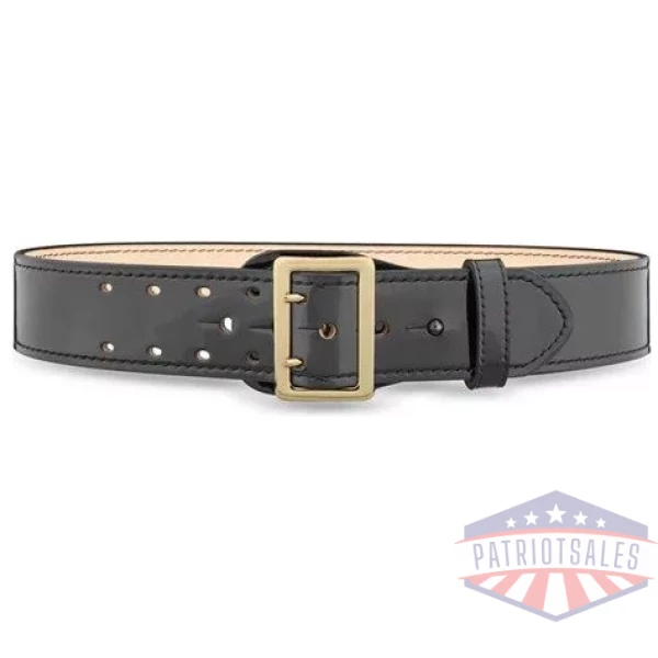 2-1/4"" High-Gloss Leather Sam Browne 2-Row Stitch Duty Belt with Gold Buckle