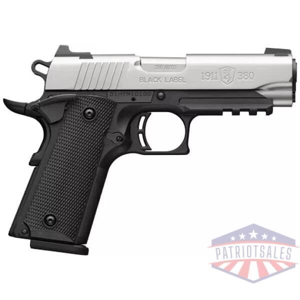 BROWNING 1911-380 SS 380ACP - 3.58"COMP 8RD BLK/SS W/RAIL