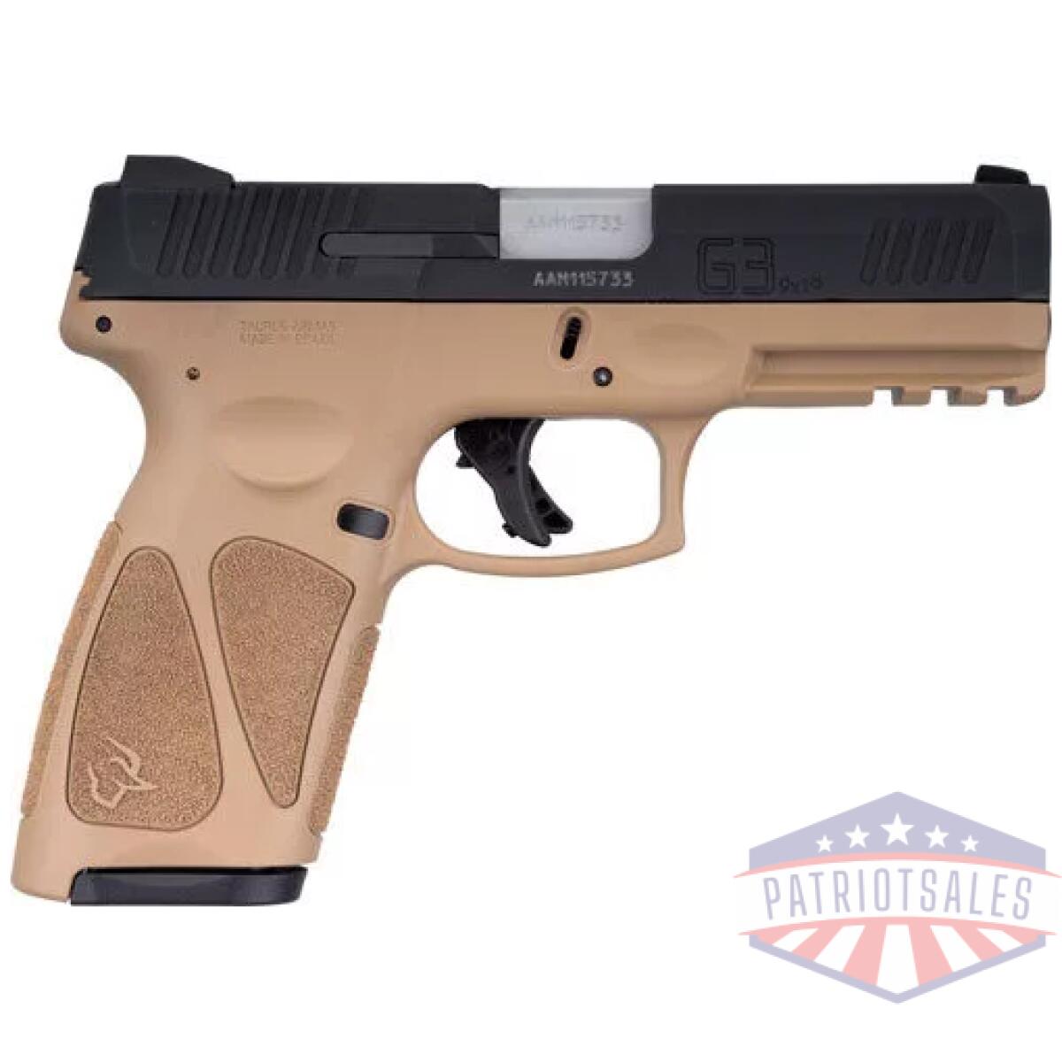 G1g3b941t. Webp - taurus g3 9mm 17-shot 3-dot - adj. Tan/black polymer - g1g3b941t