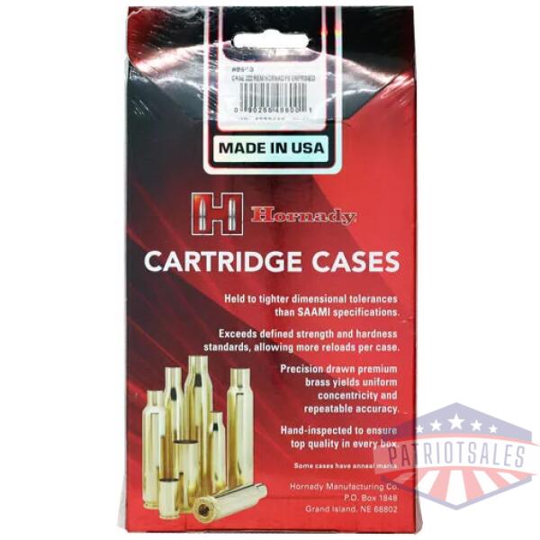 HORNADY UNPRIMED CASES 222 - REMINGTON 50 PACK 5PK/CS