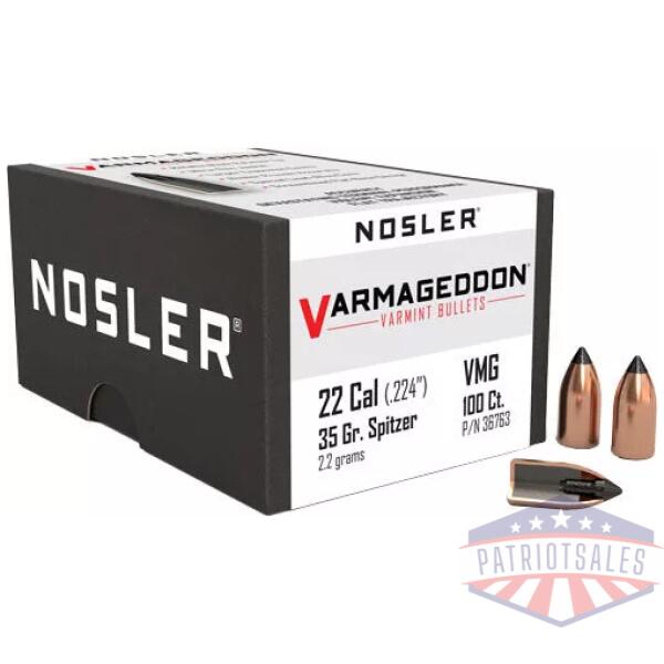 NOSLER BULLETS 22 CAL .224 - 35GR VARMAGEDDON TIPPED 100CT