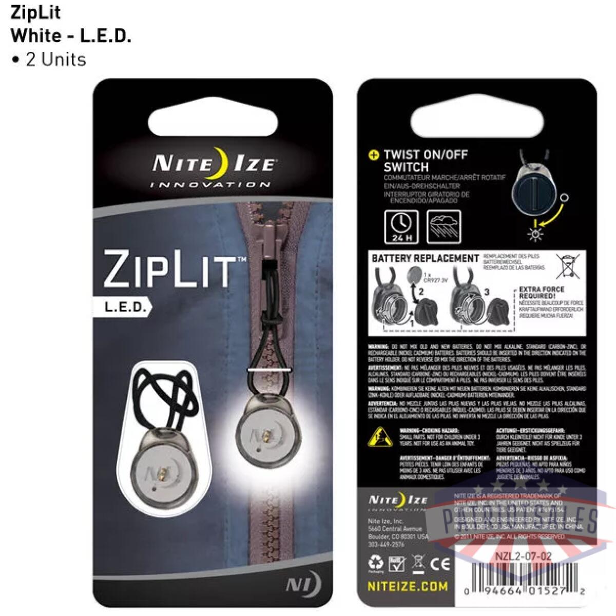 Ziplit led zipper pull - 2 pack - white - image 1