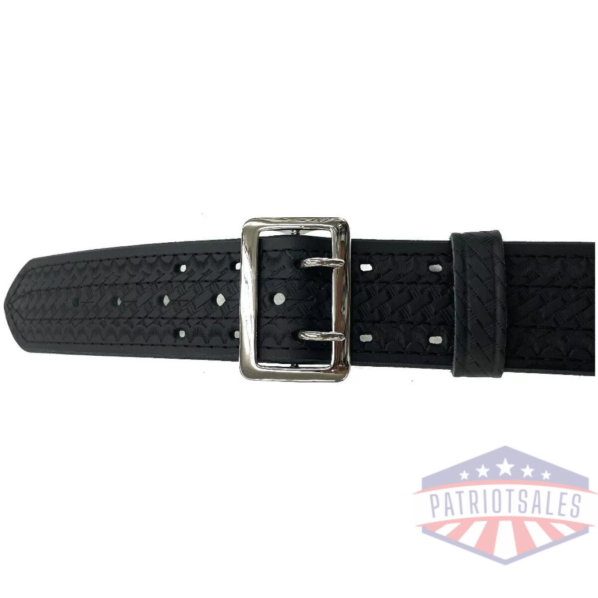 Pft-8001-bw-ch-36. Webp - 2. 25'' 4 row stitching sam browne leather belt w/ chrome buckle - pft 8001 bw ch 36
