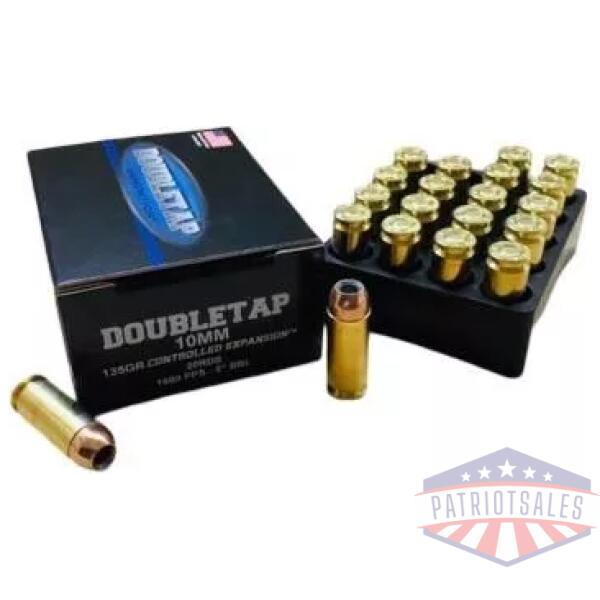 Double Tap Controlled Expansion Handgun Ammunition 10mm Auto 135gr JHP 1600 fps 20/ct