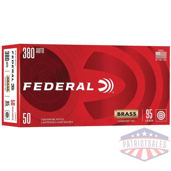 Federal Champion Handgun Ammunition .380 Auto 95gr FMJ 990 fps 50/ct