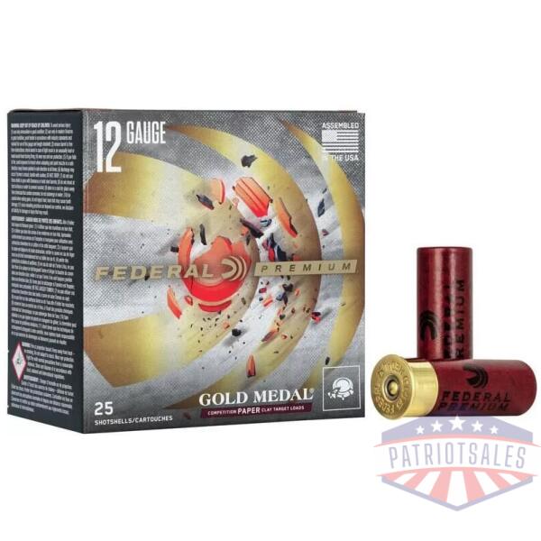 Federal Gold Medal Paper Shotshells 12ga 2-3/4" 1-1/8oz 1145 fps #8 25/ct