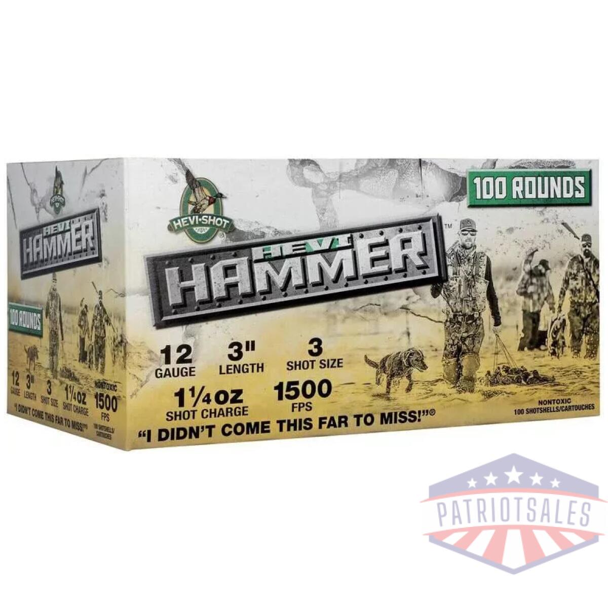 Hevi-shot hevi-hammer shotshells 12ga 3" 1-1/4oz 1500 fps #3 100/ct - image 1