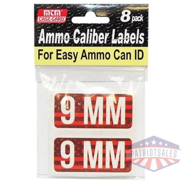 MTM Ammo Caliber Labels 9mm Red 8/ct