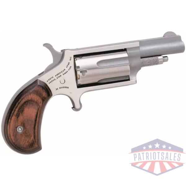 NAA 22M Mini Revolver Handgun .22 Magnum 5rd Capacity 1.625" Barrel Silver with Wood Grip