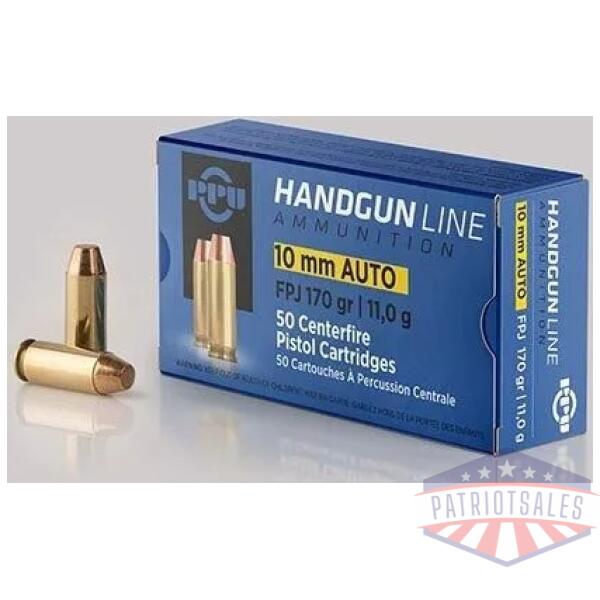PPU Handgun Ammunition 10mm Auto 170 gr FPJ 1115 fps 50/ct