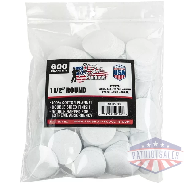 Pro-Shot 1 1/2" Round 100% Cotton Patches 600/ct