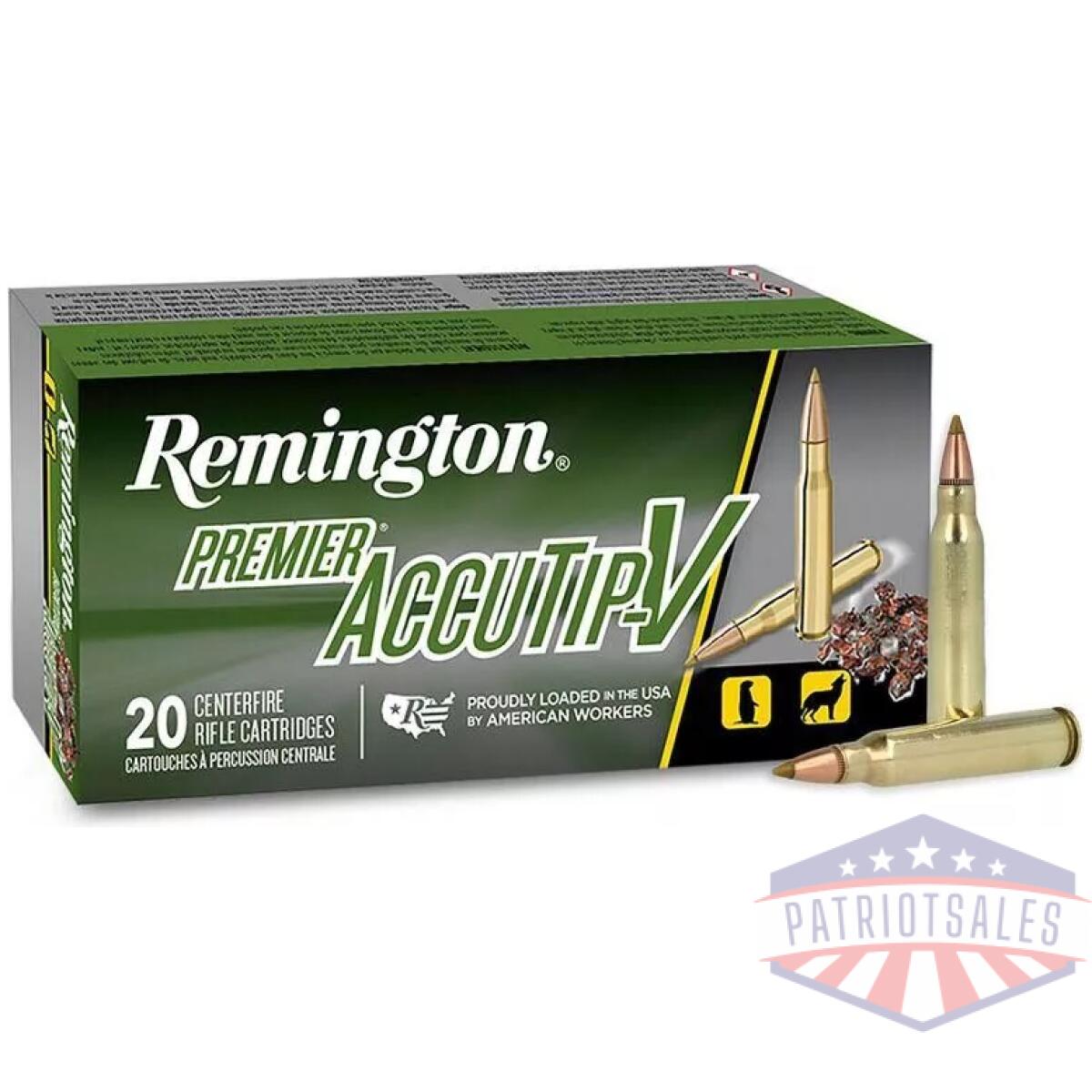 Remington premier accutip varmint rifle ammunition. 223 rem 50 gr atv 3410 fps 20/ct - image 1