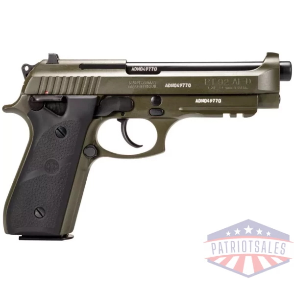 Taurus PT92 Handgun 9mm Luger 17rd Magazines (2) 5" Barrel OD Green Black Hogue Grip