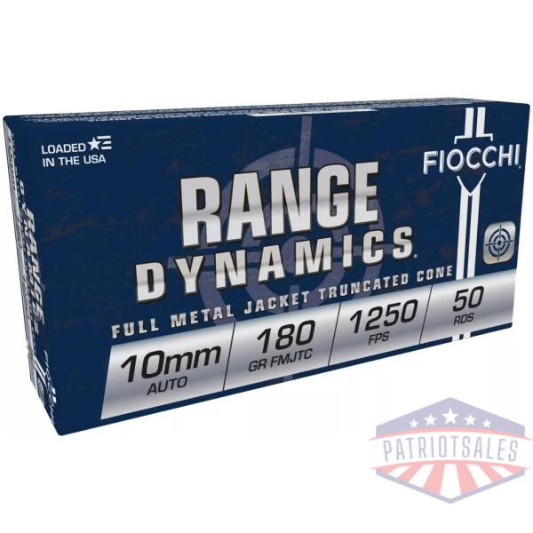 Fiocchi Handgun Ammunition 10mm Auto 180gr FMJTC 1250 fps 50/ct