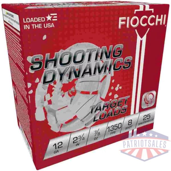 Fiocchi Shooting Dynamics Shotshells 12ga 2-3/4" 7/8oz 1350 fps #8 25/ct