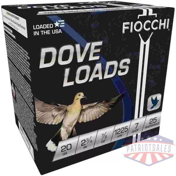 Fiocchi Steel Target Shotshells 20 ga 2-3/4" 7/8oz 1225fps #7 25/ct