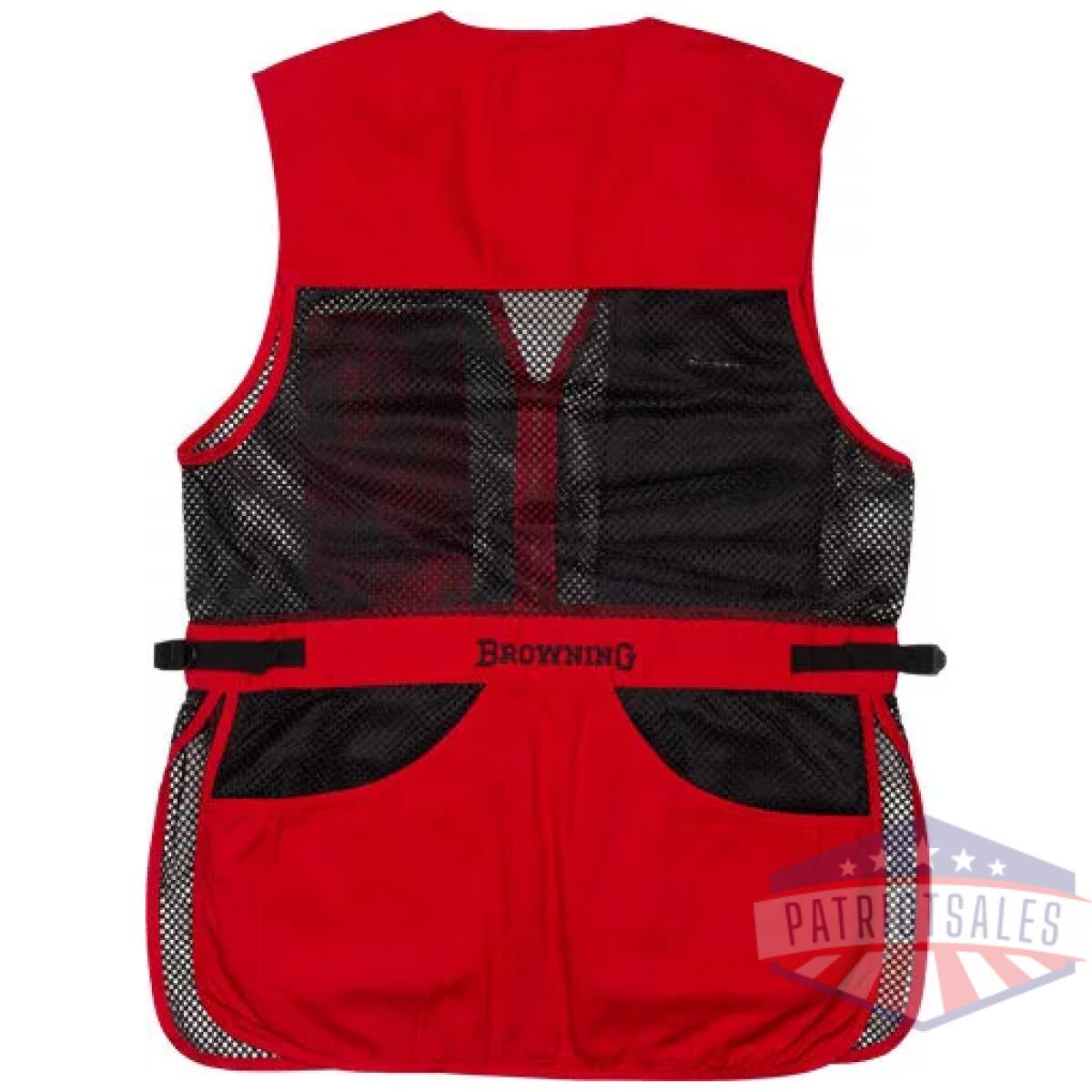 3050267101_back - browning mesh shooting vest - r-hand sm black/red trim - 3050267101 back
