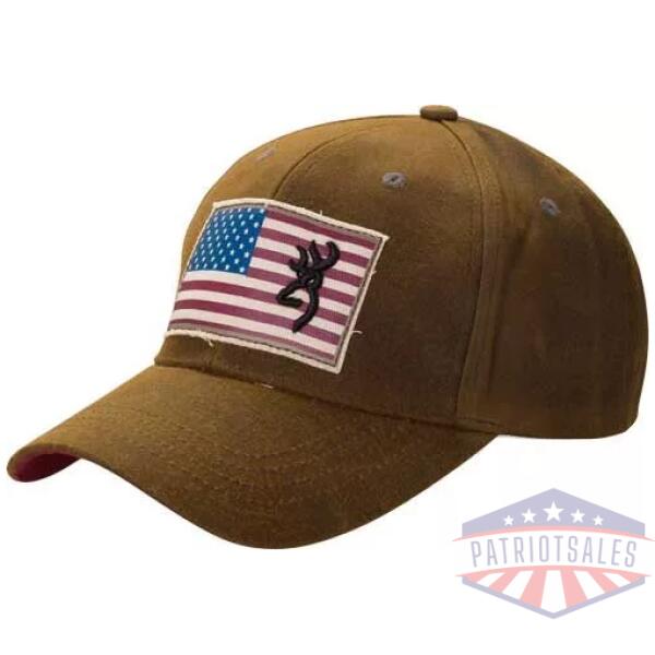 BROWNING CAP LIBERTY WAX FLAG - BUCK MARK LOGO DARK BROWN ADJ