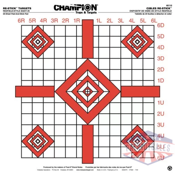 CHAMPION RE-STICK REDFIELD - SIGHT IN SELF-ADHESIVE 25-PACK