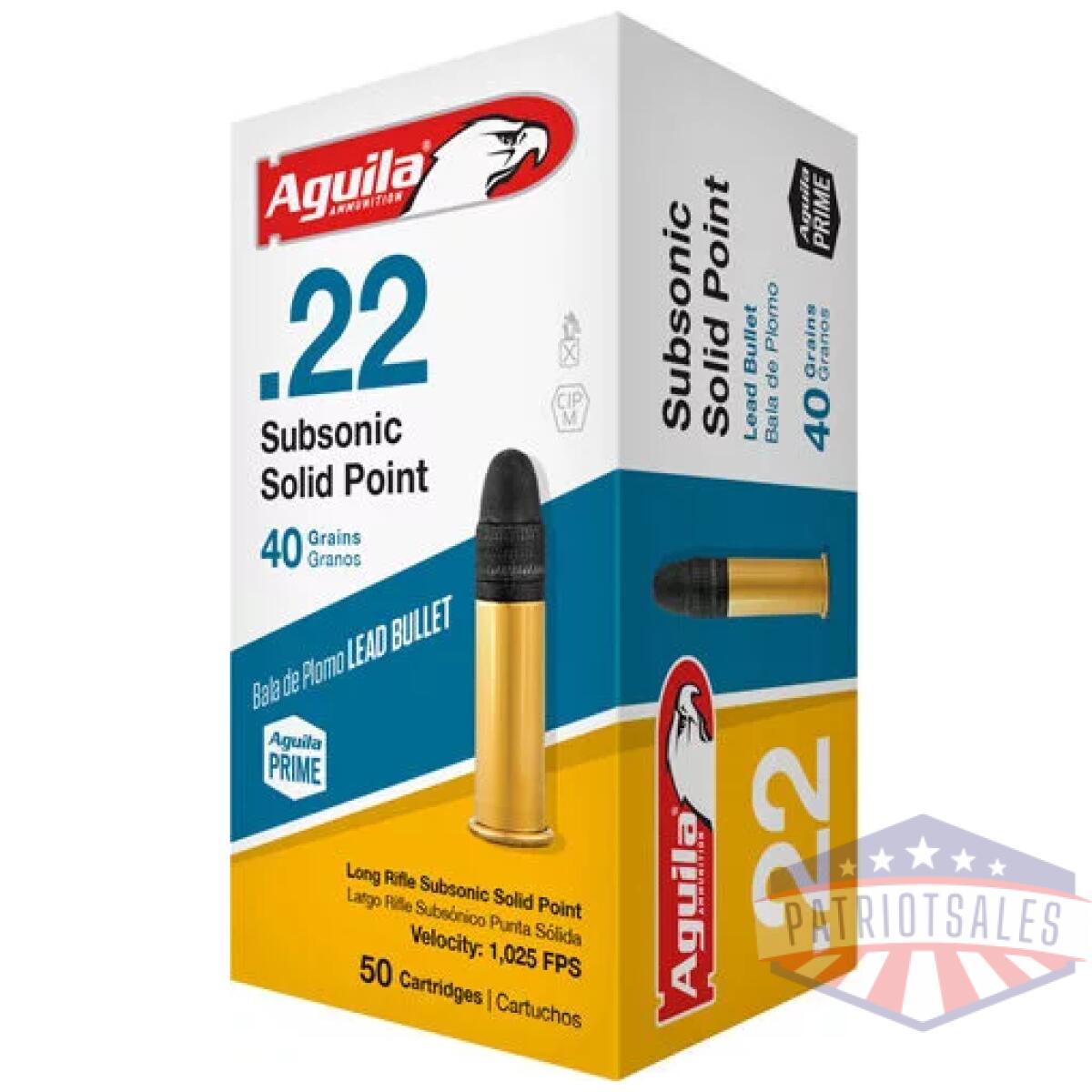 A1b220269 - aguila subsonic 22lr 40gr - lead-rn 1000rd case lot - a1b220269