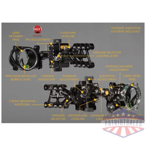 TROPHY RIDGE BOW SIGHT REACT - ALPHA 1-PIN .019 RH BLACK