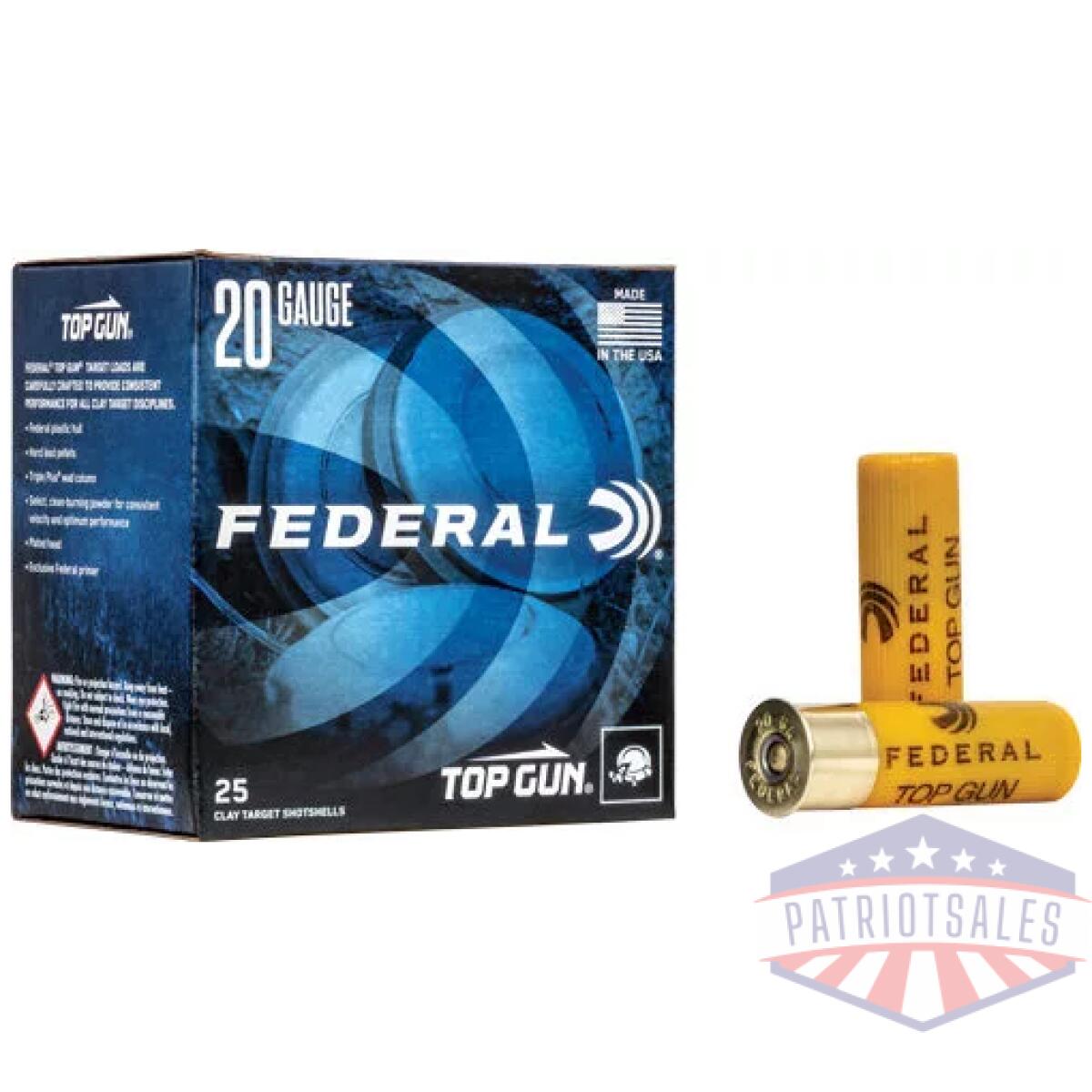 Atg208 - federal top gun 20ga 7/8oz #8 - 1210fps 250rd case lot - atg208