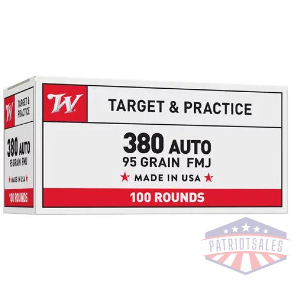 WINCHESTER USA 380 ACP 95GR - FMJ-RN 100RD VALUE PACK 5BX/CS