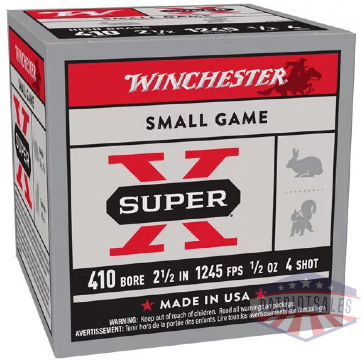 Ax414_1 - winchester super-x 410 2. 5" - 1/2oz #4 25rd 10bx/cs - ax414 1