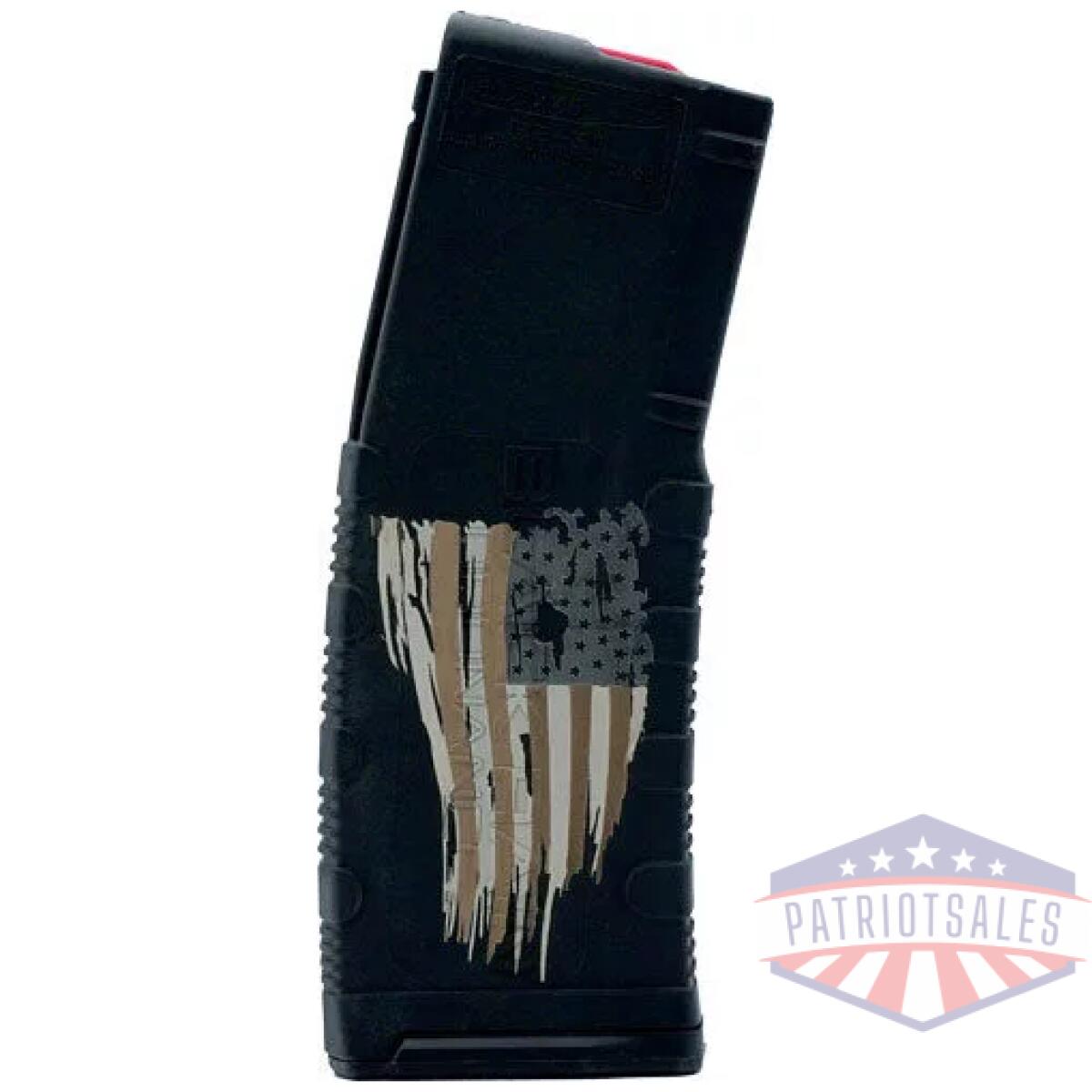 Bromag30tatterd - black rain magazine ar15 30rd - 5. 56" tattered flag etched - bromag30tatterd