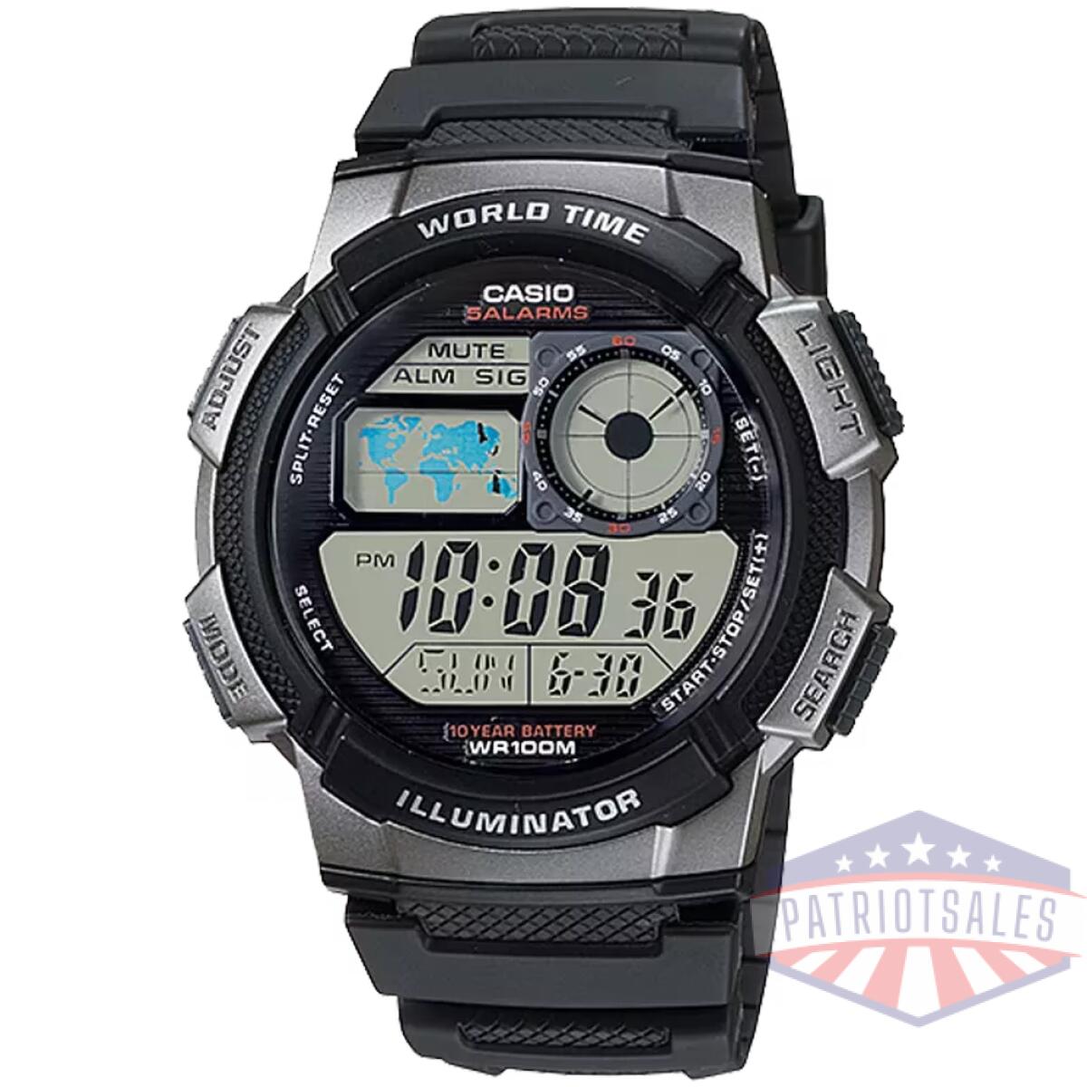 Cso-ae1000w-1bvcf - classic world time digital watch w/ 100 meter water-resistance - cso ae1000w 1bvcf