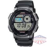 Classic World Time Digital Watch w/ 100 Meter Water-Resistance