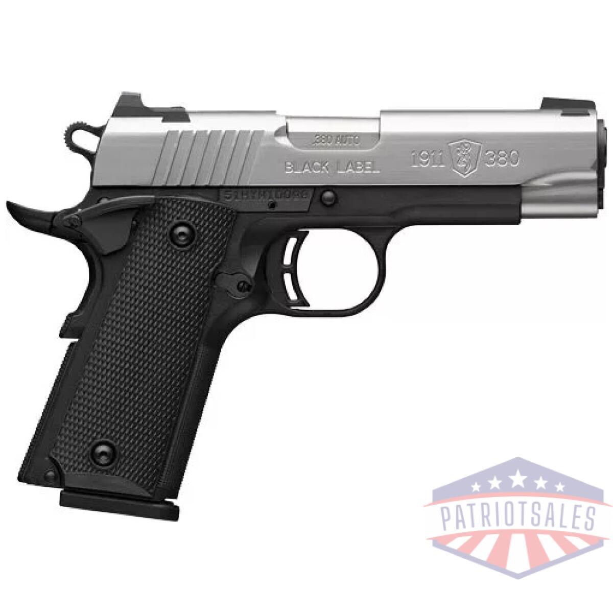 G051119492. Webp - browning 1911-380 stainless - 380acp 3. 58"comp 8rd blk/ss - g051119492