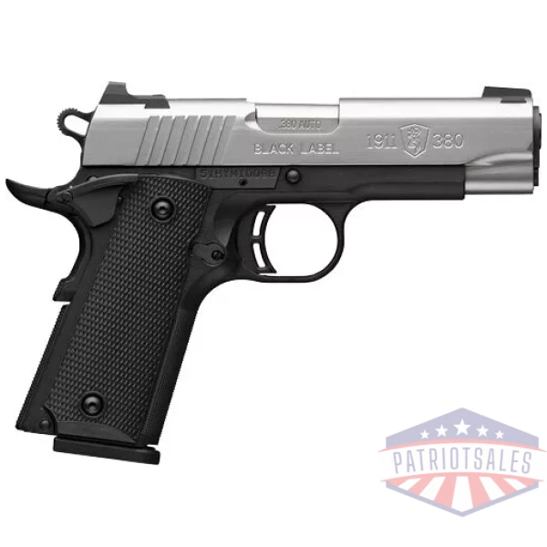 BROWNING 1911-380 STAINLESS - 380ACP 3.58"COMP 8RD BLK/SS