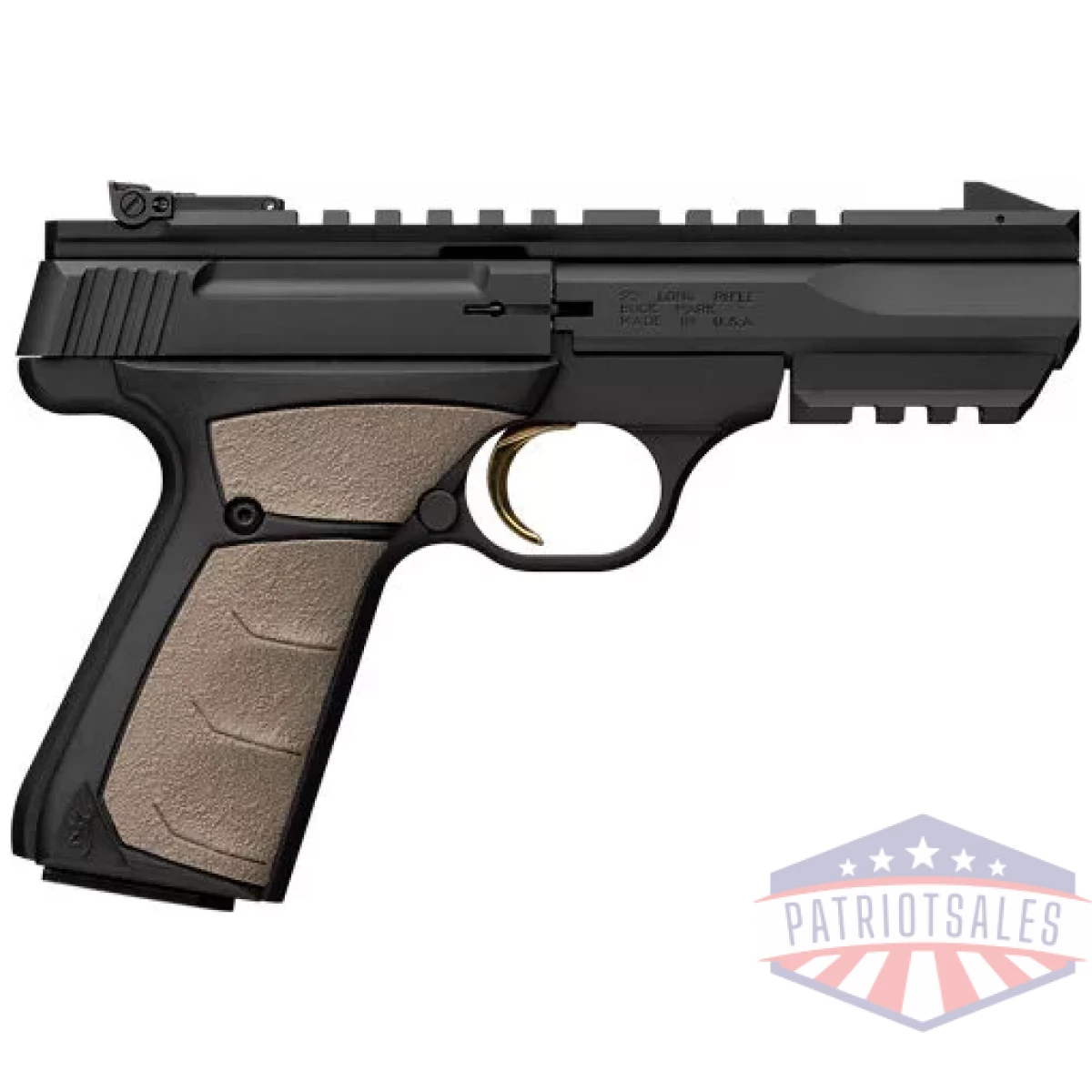 G051601490. Webp - browning buckmark black label - 22lr 4" black/fde w/pic rail - g051601490