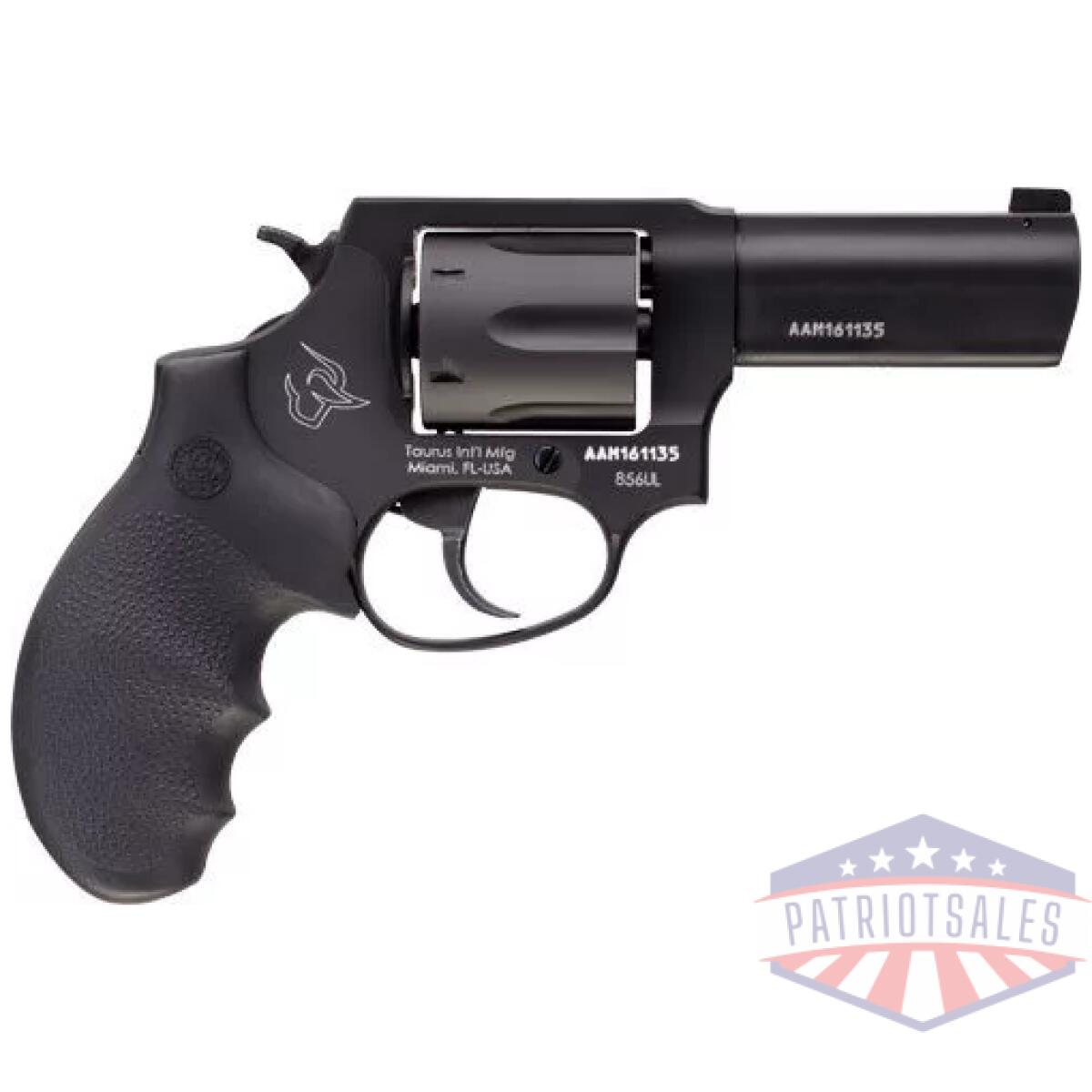 G285631ulns - taurus 856 38spl 3" ngt sgt - matte black rubber - g285631ulns