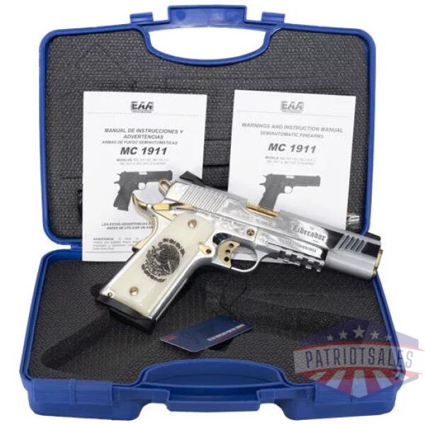 GIRSAN MC1911S LIBERADORE II - 45ACP CHROME/GOLD ENGRAVED 8RD