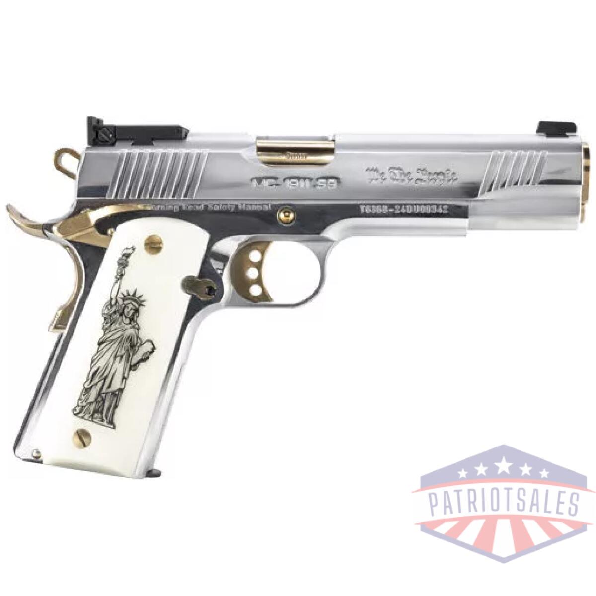 G391061 - girsan mc1911s we the people - 9mm govt 5" chrome/gold 9rd - g391061