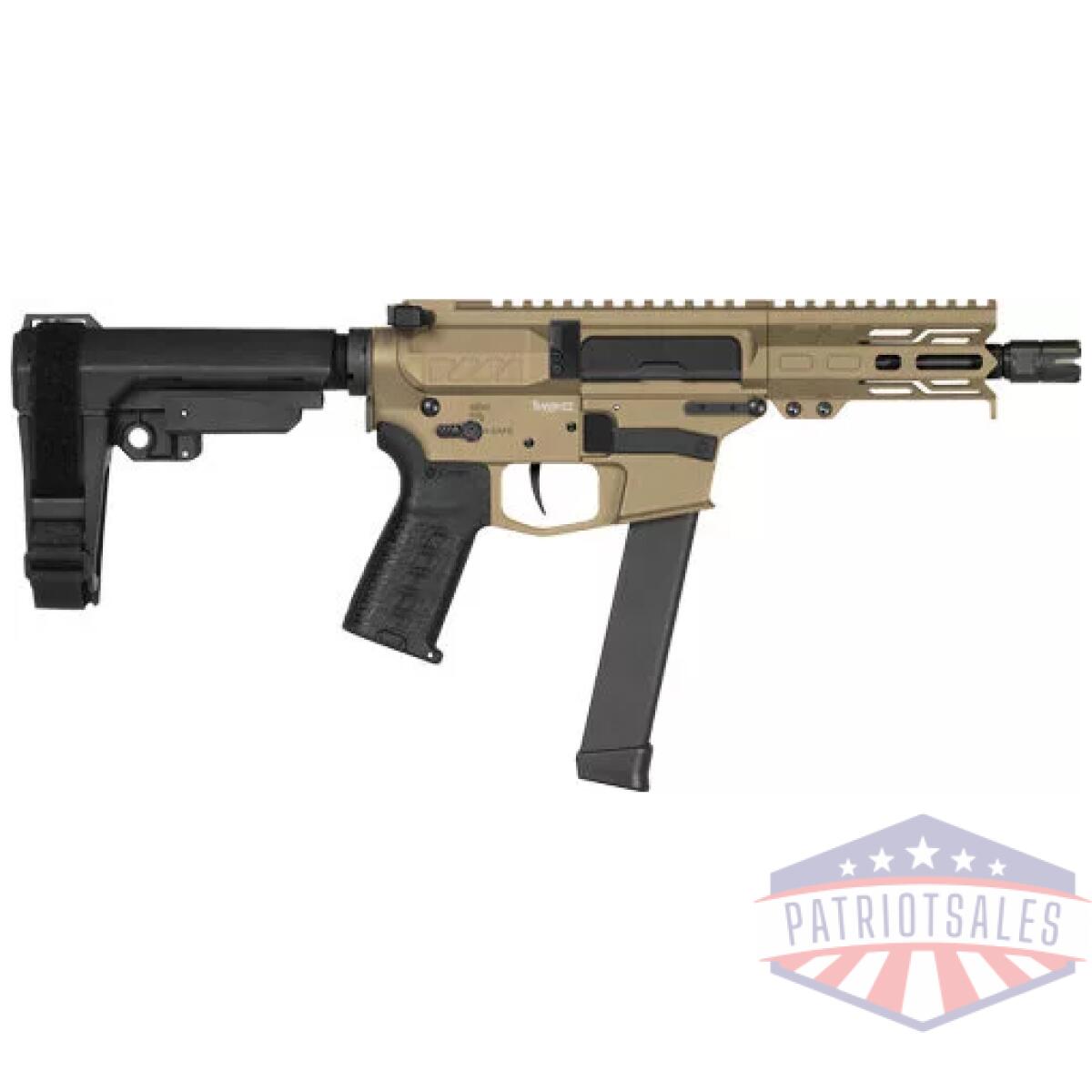 G99a890fct - cmmg pistol banshee mkgs 9mm - 5" 33rd w/ rip brace tan - g99a890fct